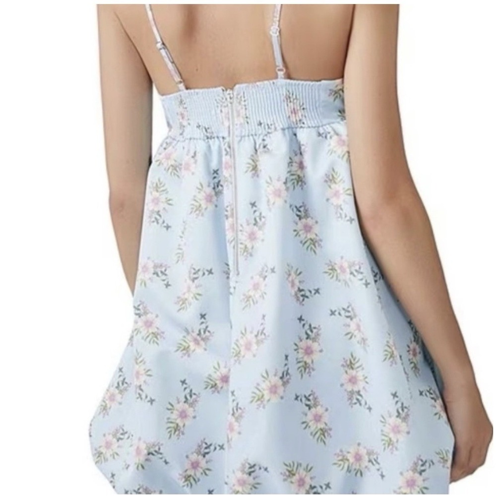 Free People In A Bubble Mini Dress Women's Size Medium Blue Floral Adjustable - Picture 2 of 10